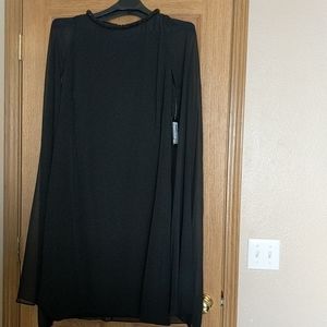 SLNY black cape dress